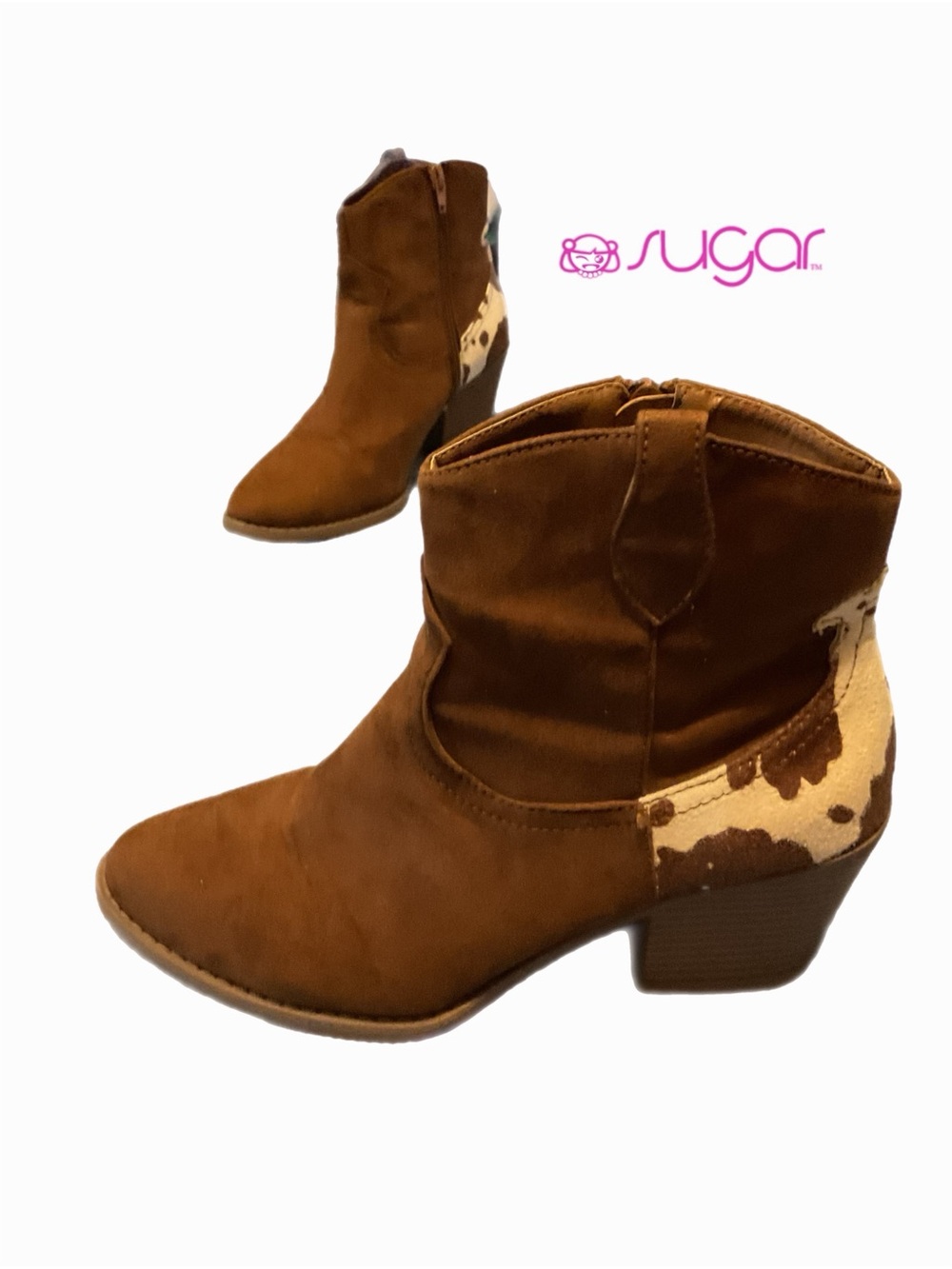Sugar ‘Tula’ Ankle Boots 9M Chelsea Western Almond Toe Cowskin Suede Cowgirl